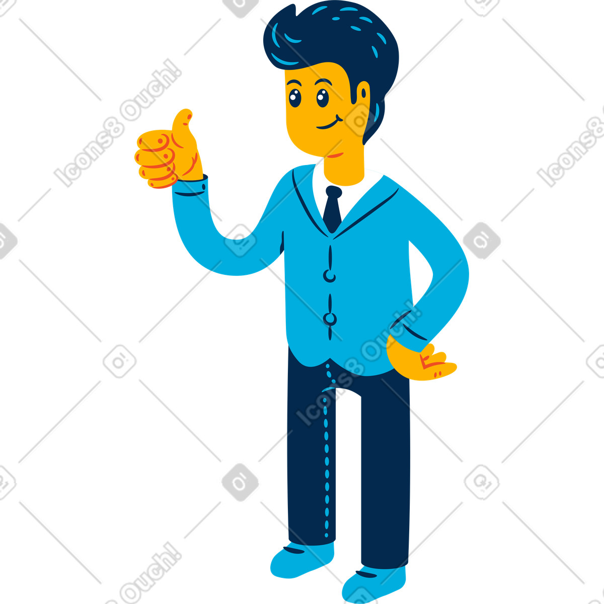Man suit illustration in Flame style download in PNG, SVG