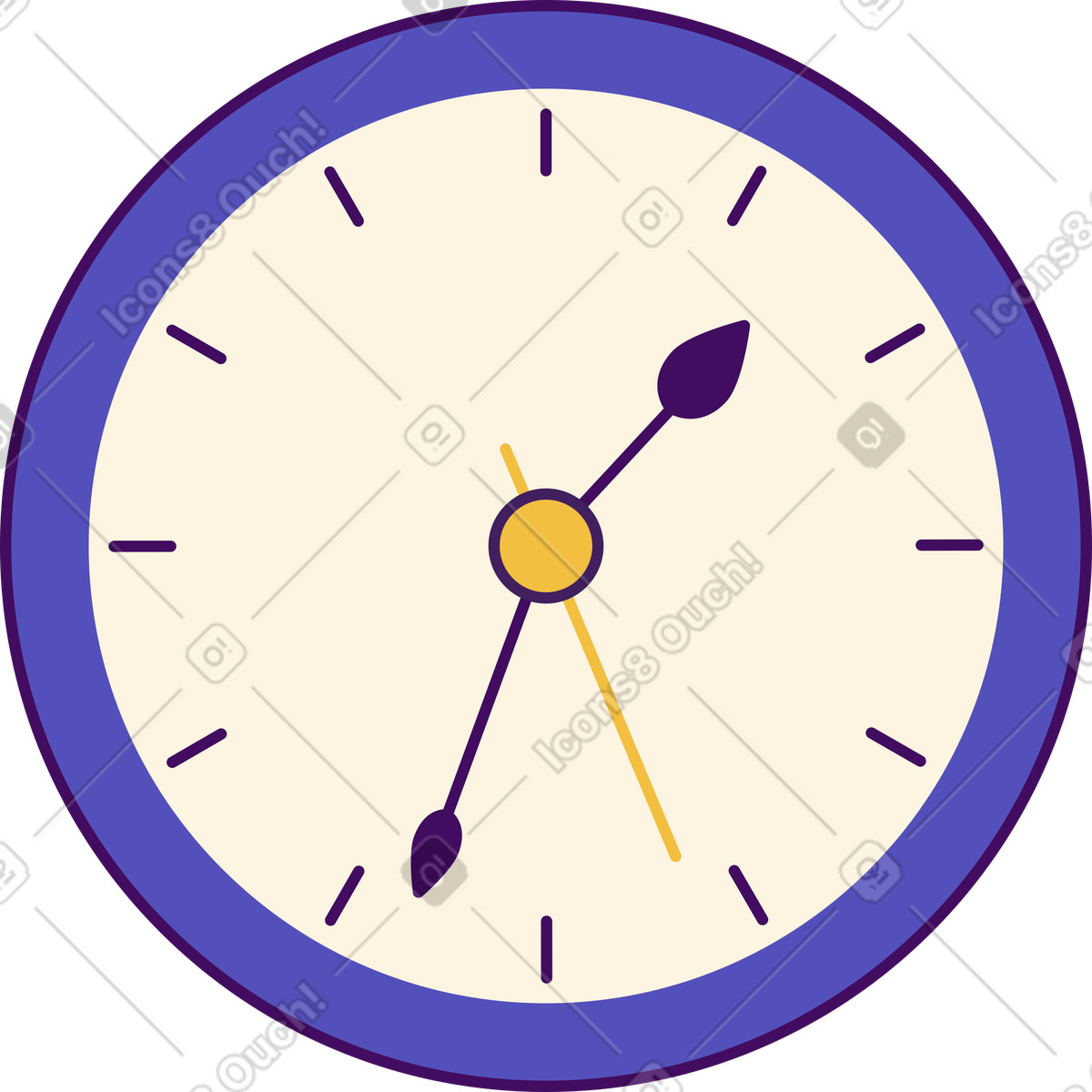 Clock face illustration in Simplistic style download in PNG, SVG
