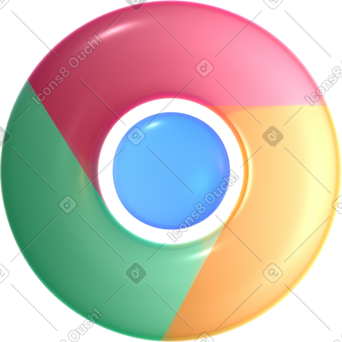 Logo astratto cromato illustrazione in stile 3D Glassy scarica in PNG, SVG