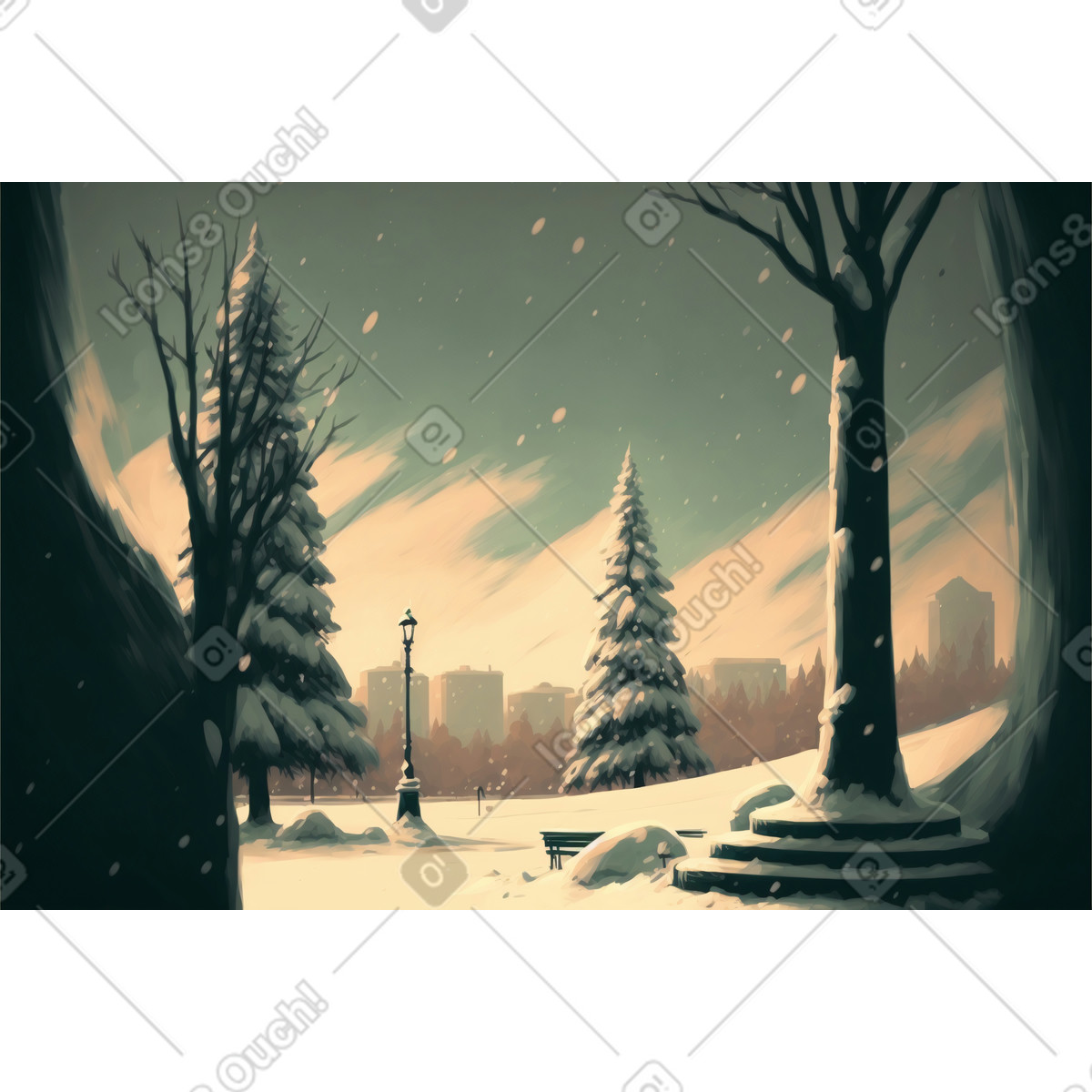 3d-winterparkhintergrund-Illustration im Experimental-Stil als Download in PNG, SVG
