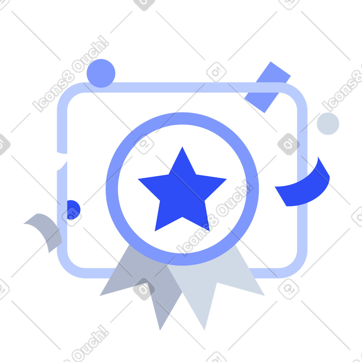 Ssuccess recognition, Product quality assurance, Star medal with confetti illustration in System style download in PNG, SVG