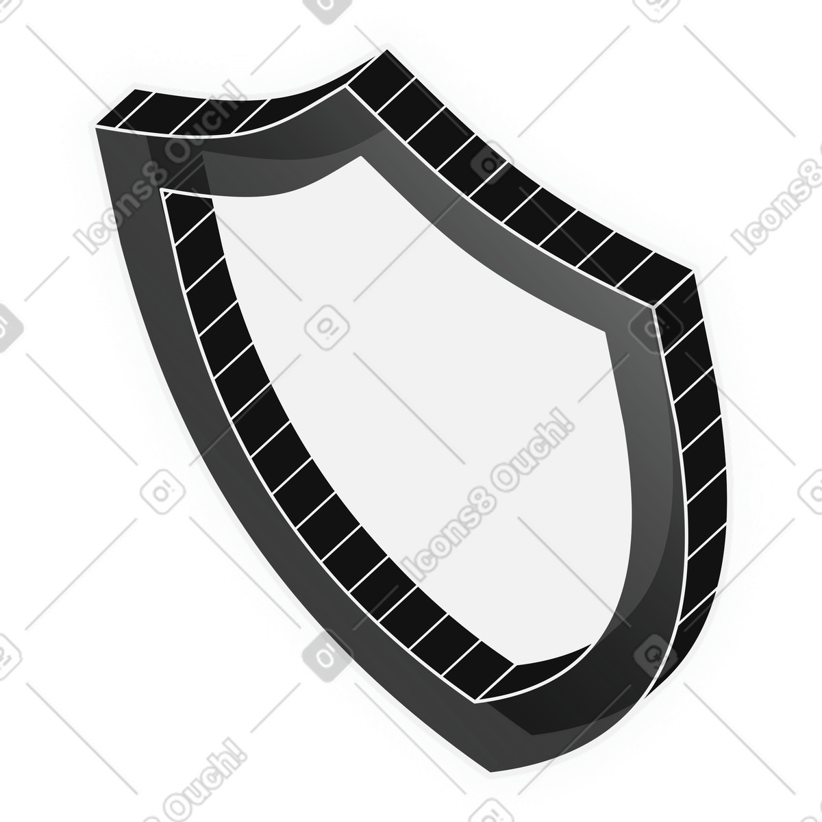 Security shield icon with bold black border illustration in Inverse style download in PNG, SVG