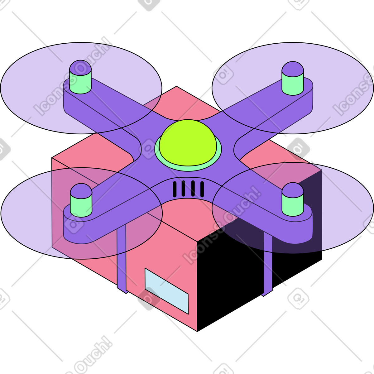 Ilustração de Drone com uma encomenda em no estilo Project para baixar em PNG, SVG