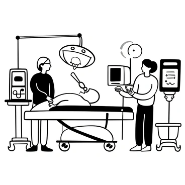 An illustration capturing the moment of tonsil removal in an animated surgical room.