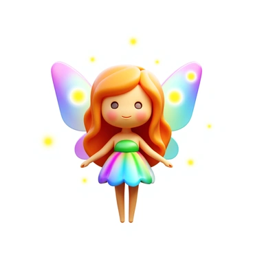 A tiny fairy with shimmering, iridescent wings made of delicate eggshells. The fairy has a petite figure with intricate features, wearing a dress woven from soft petals. Her hair is long and flows elegantly, adorned with tiny flowers that match her dress. The eggshell wings are translucent, allowing light to pass through and create a rainbow effect. She is surrounded by a soft glow, with small sparkles floating around her, enhancing the magical atmosphere. The background is softly blurred to emphasize her presence.