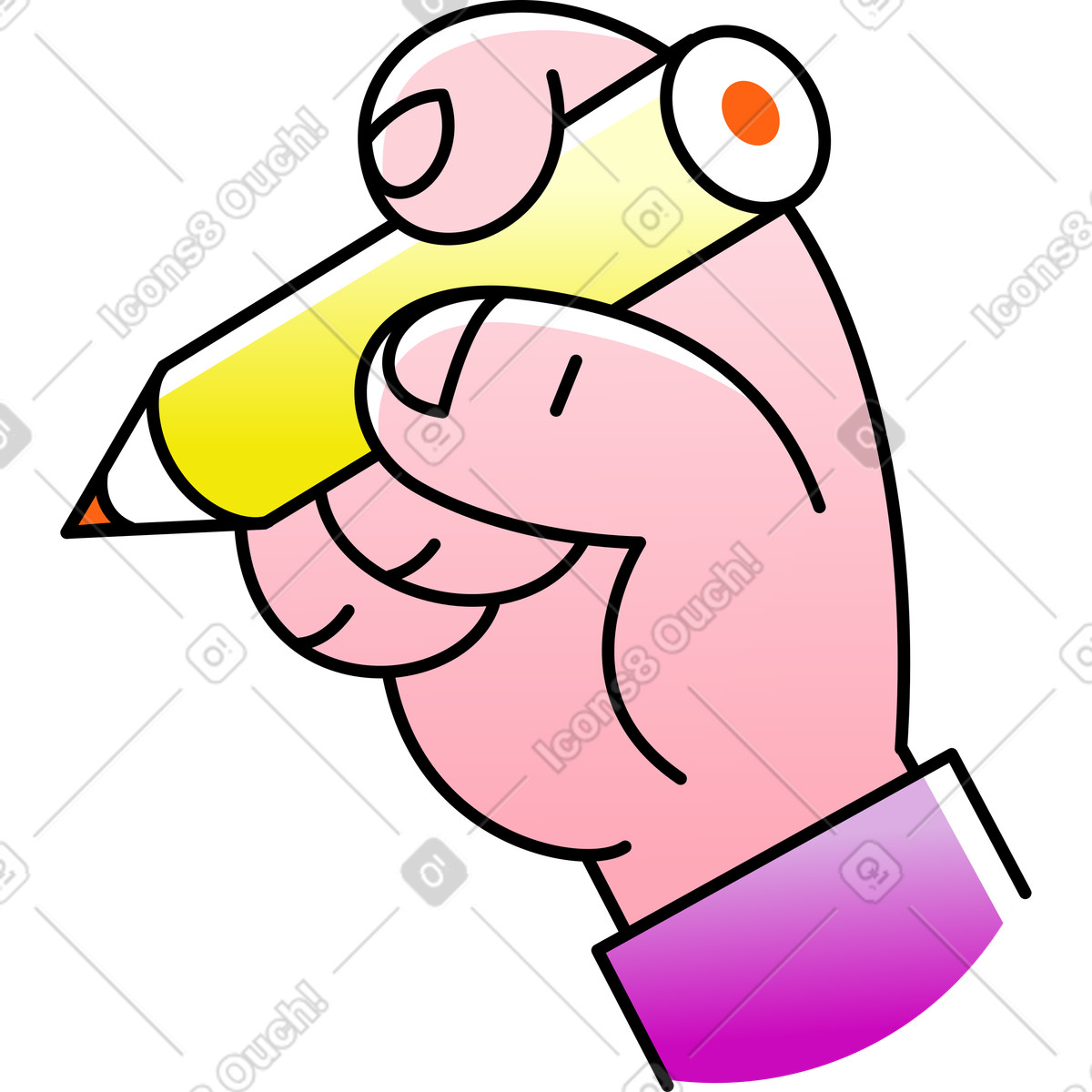 Mano che tiene una matita rossa illustrazione in stile Pocus scarica in PNG, SVG