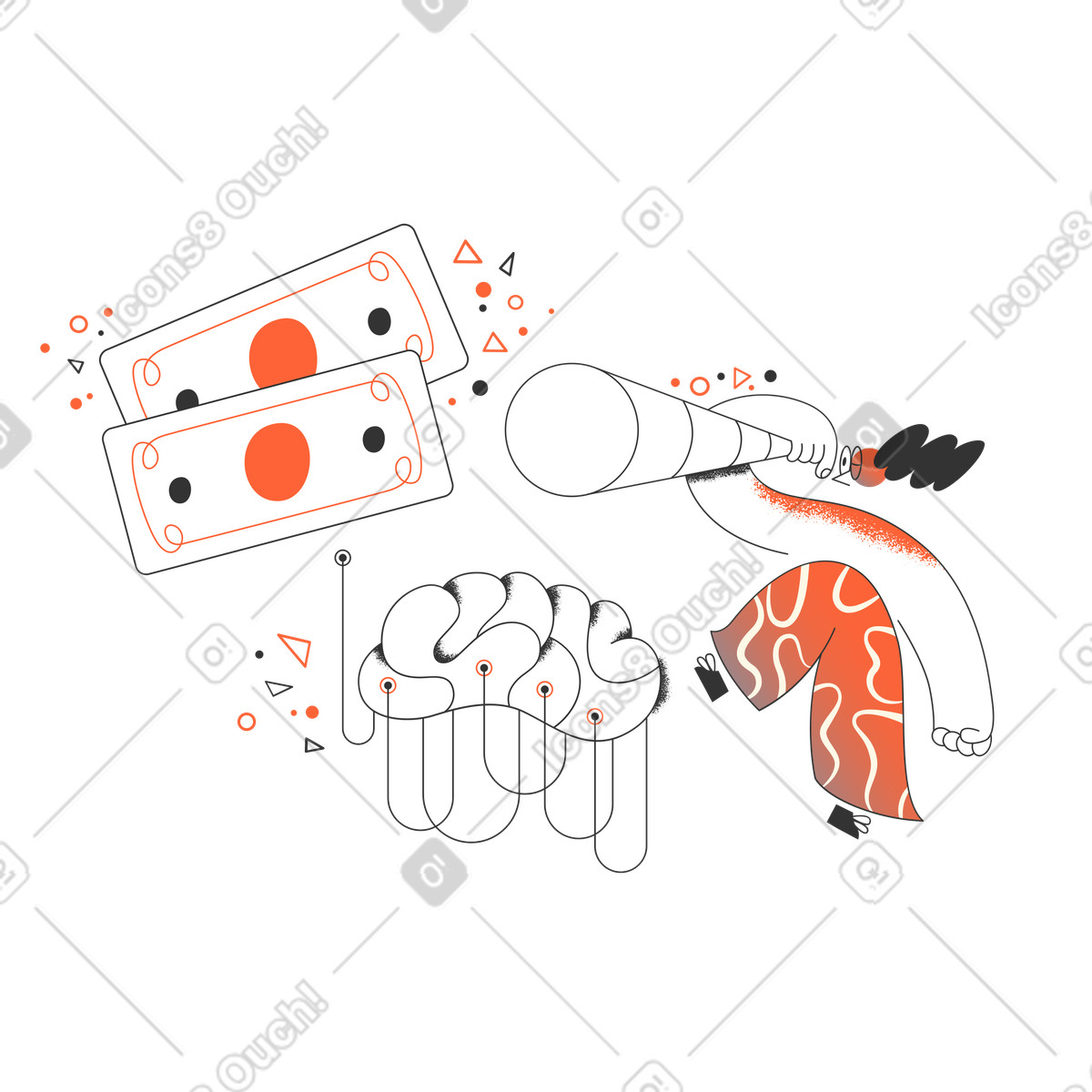 Ilustração de Procurando dinheiro em no estilo Crayon para baixar em PNG, SVG