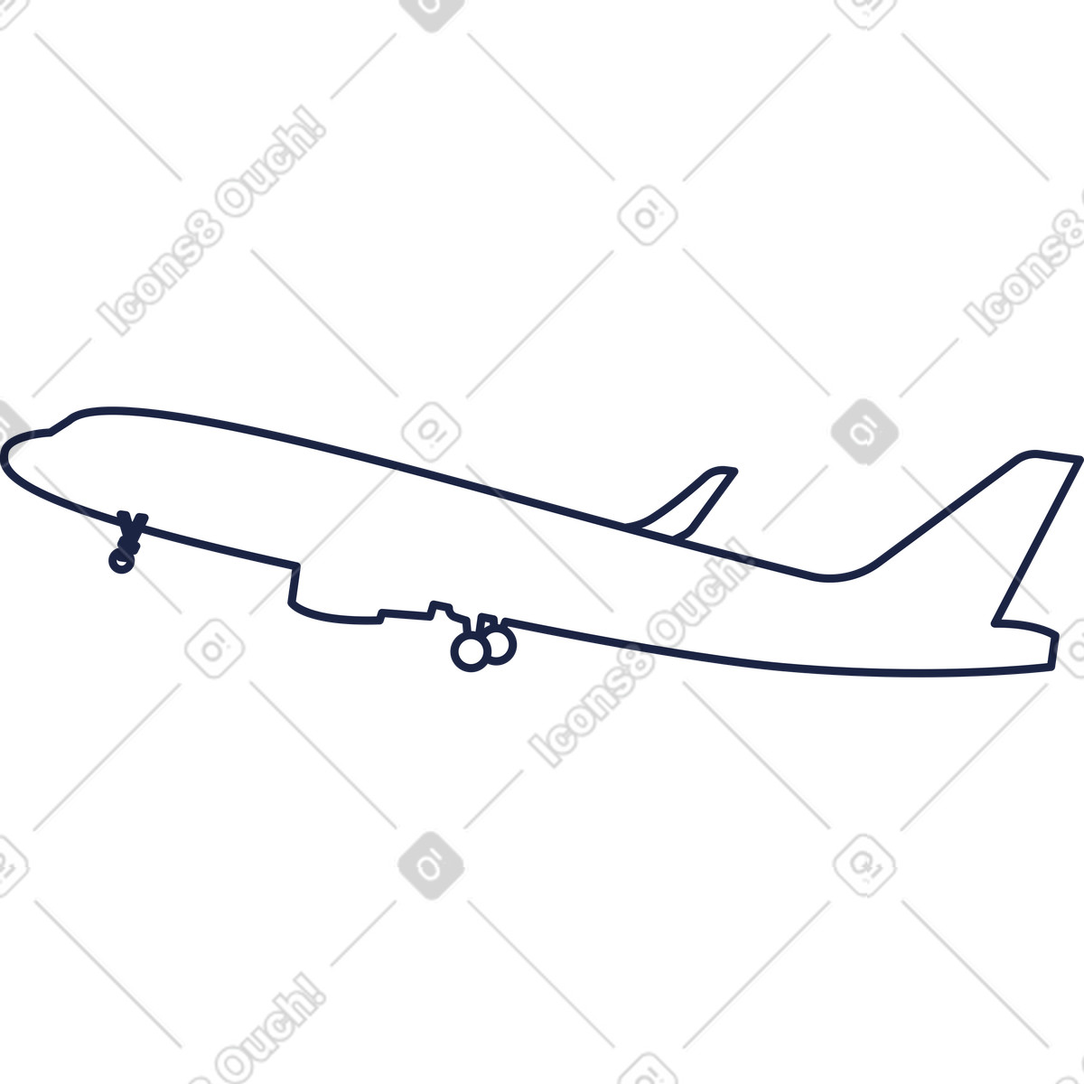 Weißes flugzeug-Illustration im Urban Line-Stil als Download in PNG, SVG