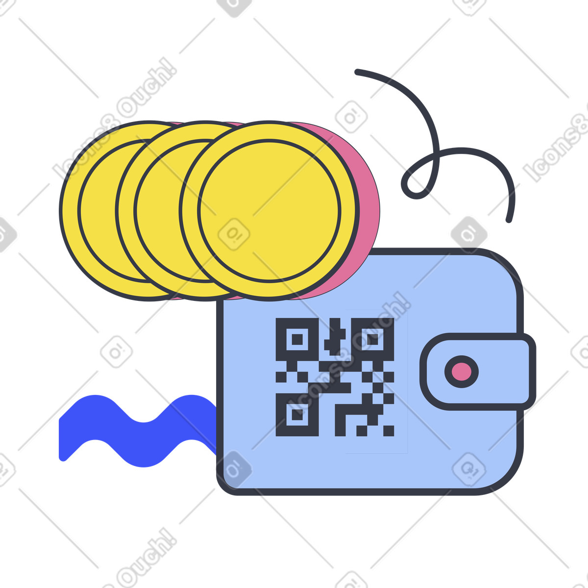 Payment by QR code illustration in PNG, SVG