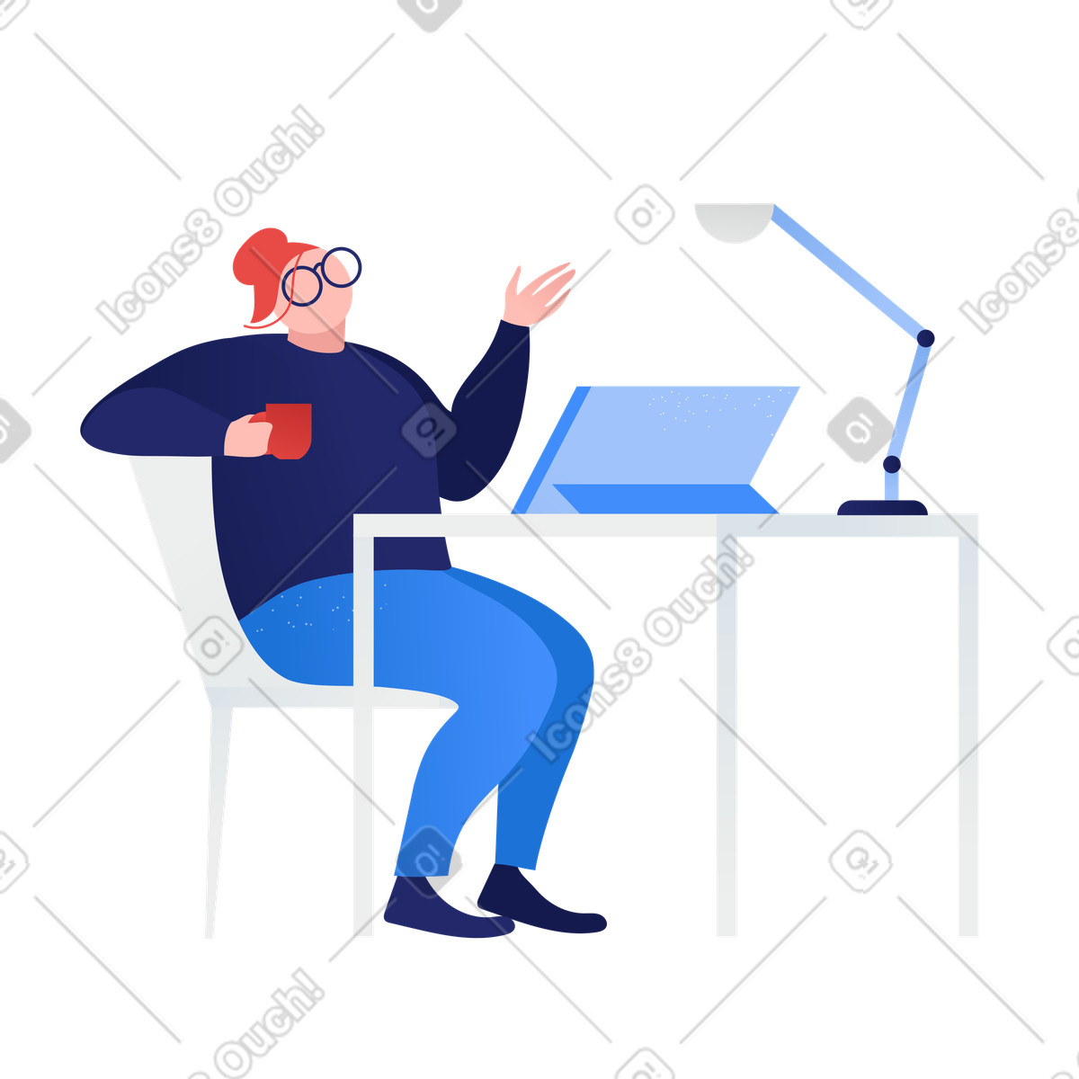 Illustration Pause café au travail à distance aux formats PNG et SVG
