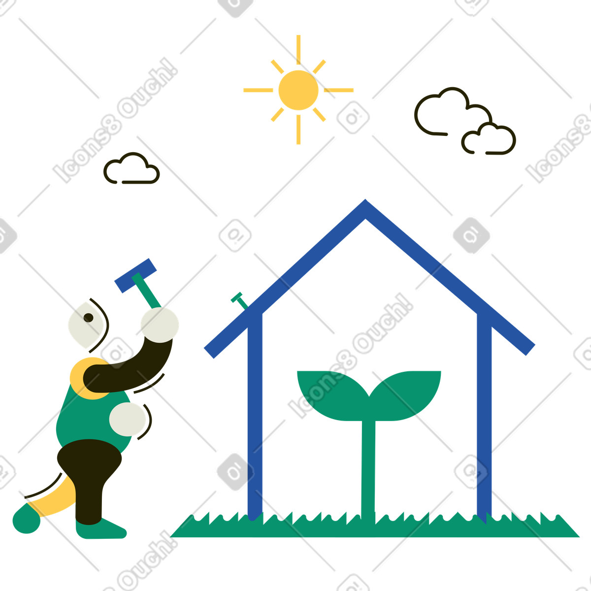 Ilustración Eco-house en estilo Spot a descargar en PNG y SVG