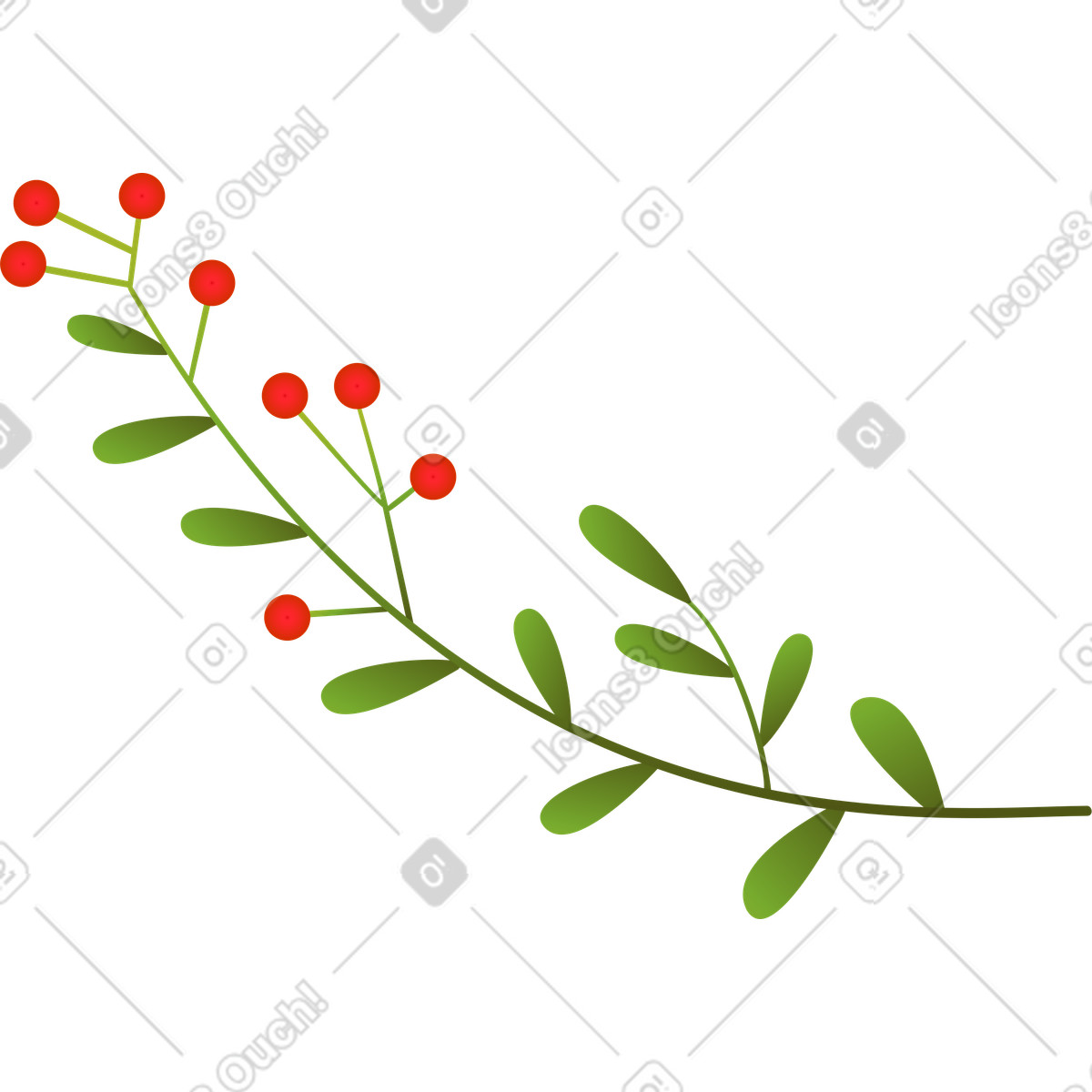 Ilustración Ramita con pequeñas bayas rojas y hojas en estilo Blossom a descargar en PNG SVG