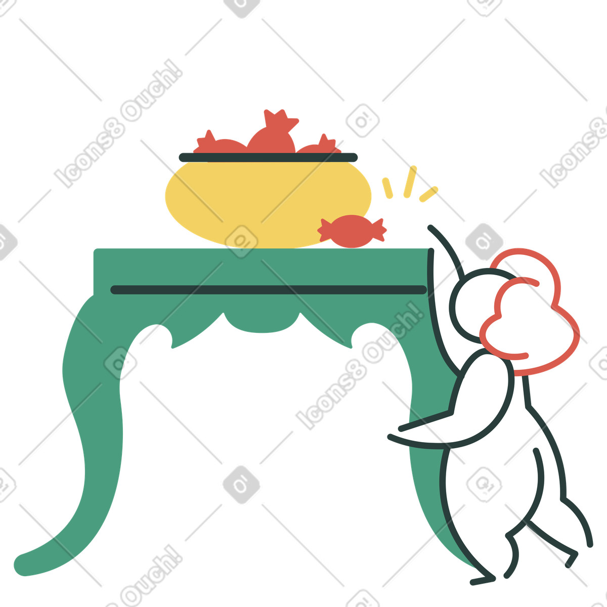 Bambino che ruba caramelle dal vaso illustrazione in stile Macaroni scarica in PNG, SVG