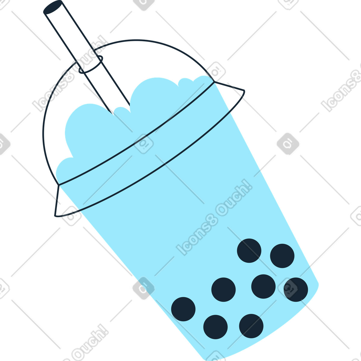 Blauer boba-tee-Illustration im Indigo-Stil als Download in PNG, SVG