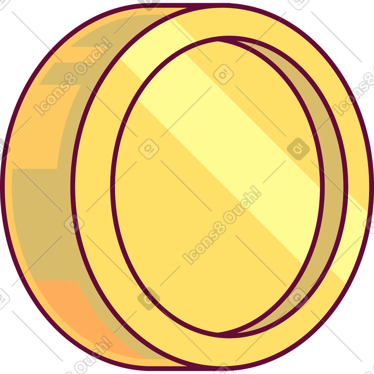 Handy 스타일의 Yellow round coin 일러스트레이션 PNG, SVG 다운로드