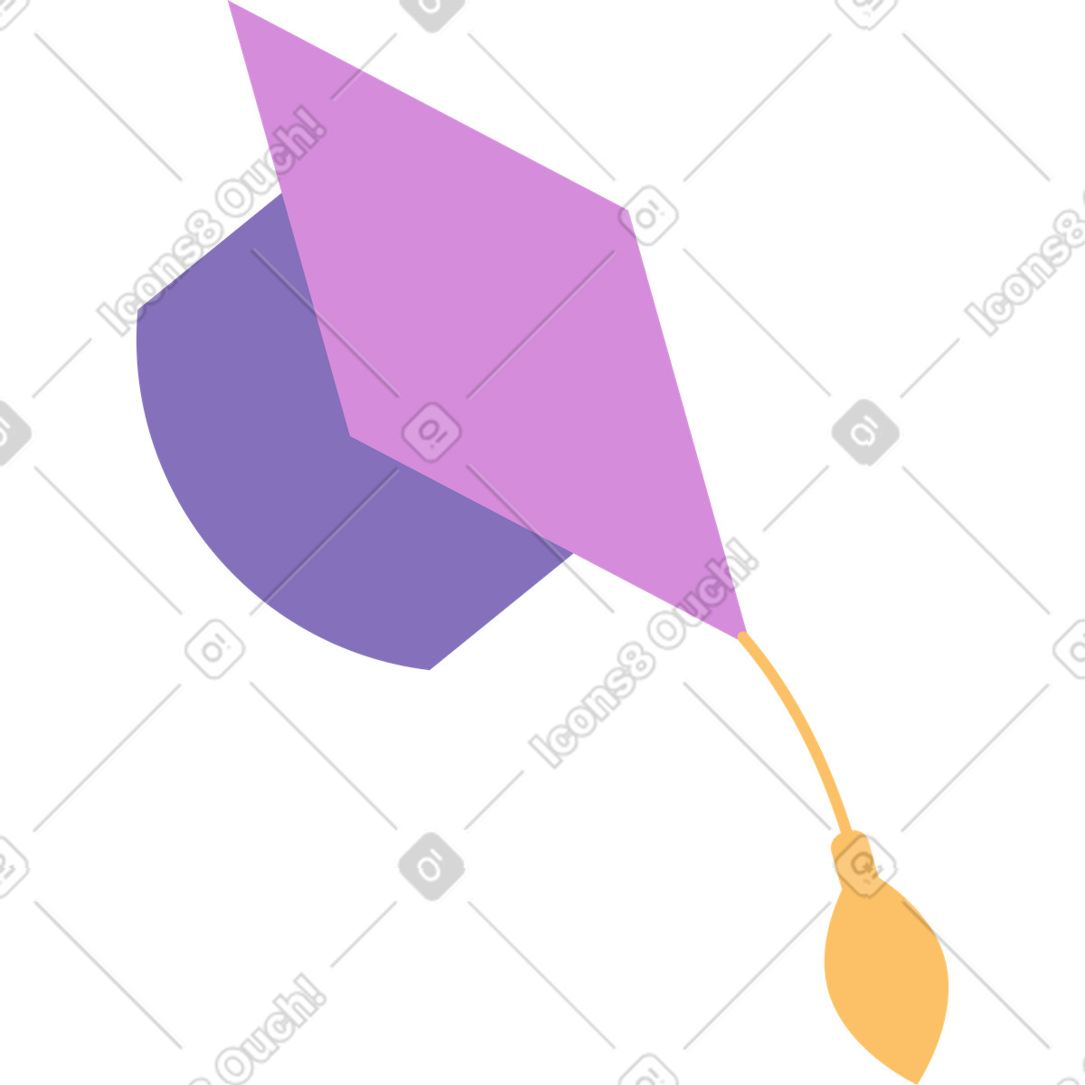Ilustração de Boné rosa graduado da universidade em no estilo Marginalia para baixar em PNG, SVG