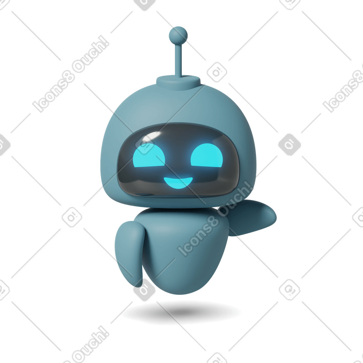 Chatgpt robot happy raising right arm illustration in 3D Casual life style download in PNG, SVG