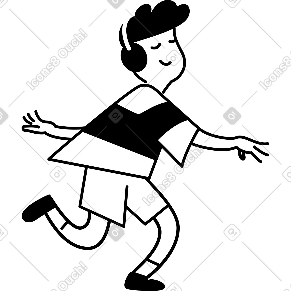 下载 Notion Line Art 风格的 Runner silhouette jogging forward with outstretched arms and bent knees 插画，支持 PNG、SVG 格式