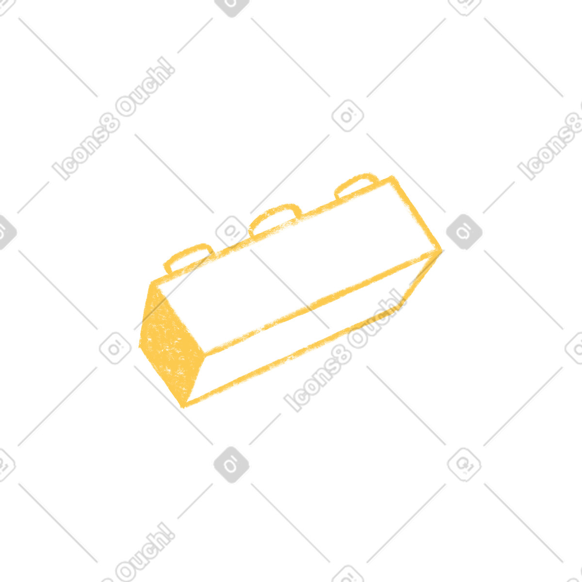 Yellow lego brick illustration in Chalky style download in PNG, SVG