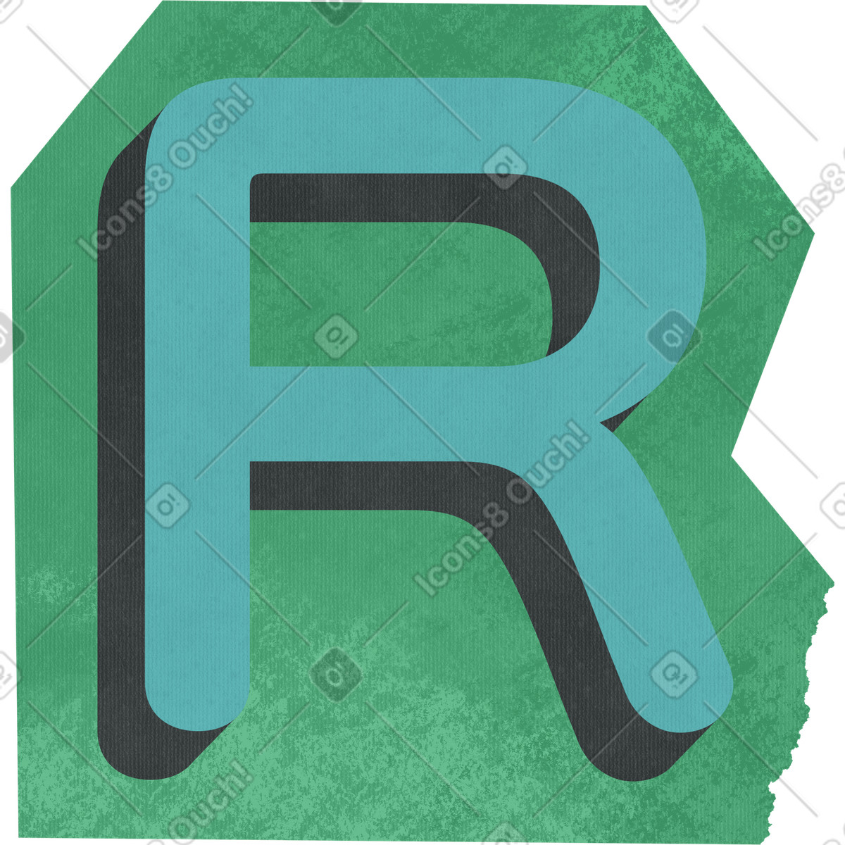 Paper Cut スタイルの Collage capital letter r のイラストをPNG、SVG形式でダウンロード