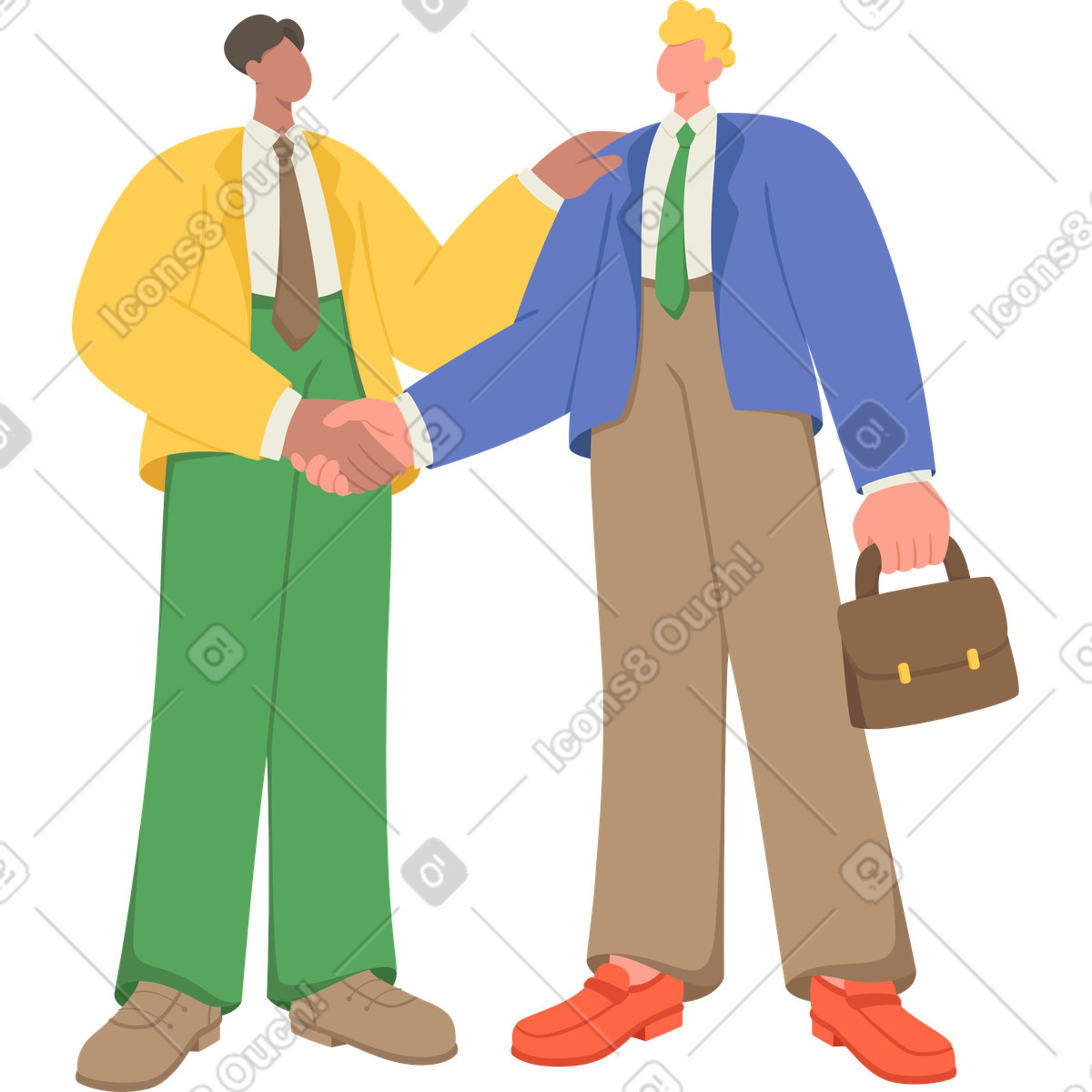 Men shaking hands illustration in Social style download in PNG, SVG