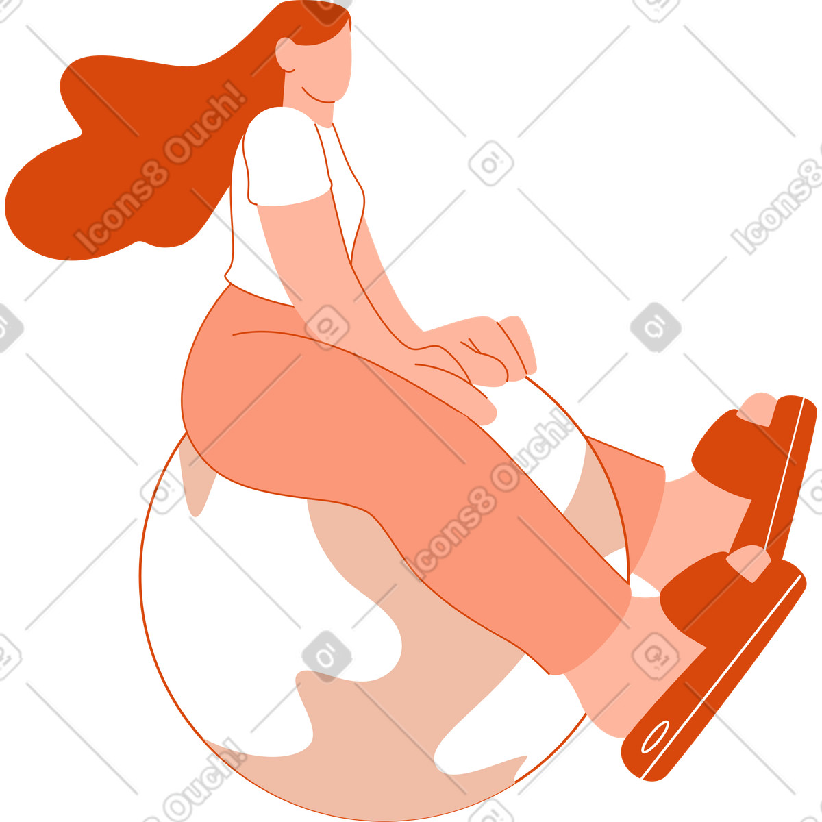 Frau auf einem ball-Illustration im Orange-Stil als Download in PNG, SVG