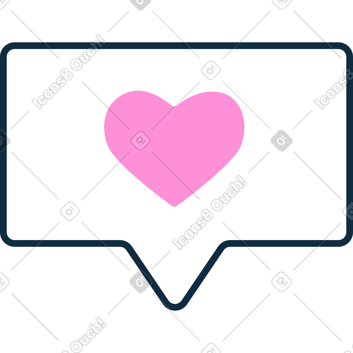 Ilustração de Balão fala com coração em no estilo Bubble gum para baixar em PNG, SVG