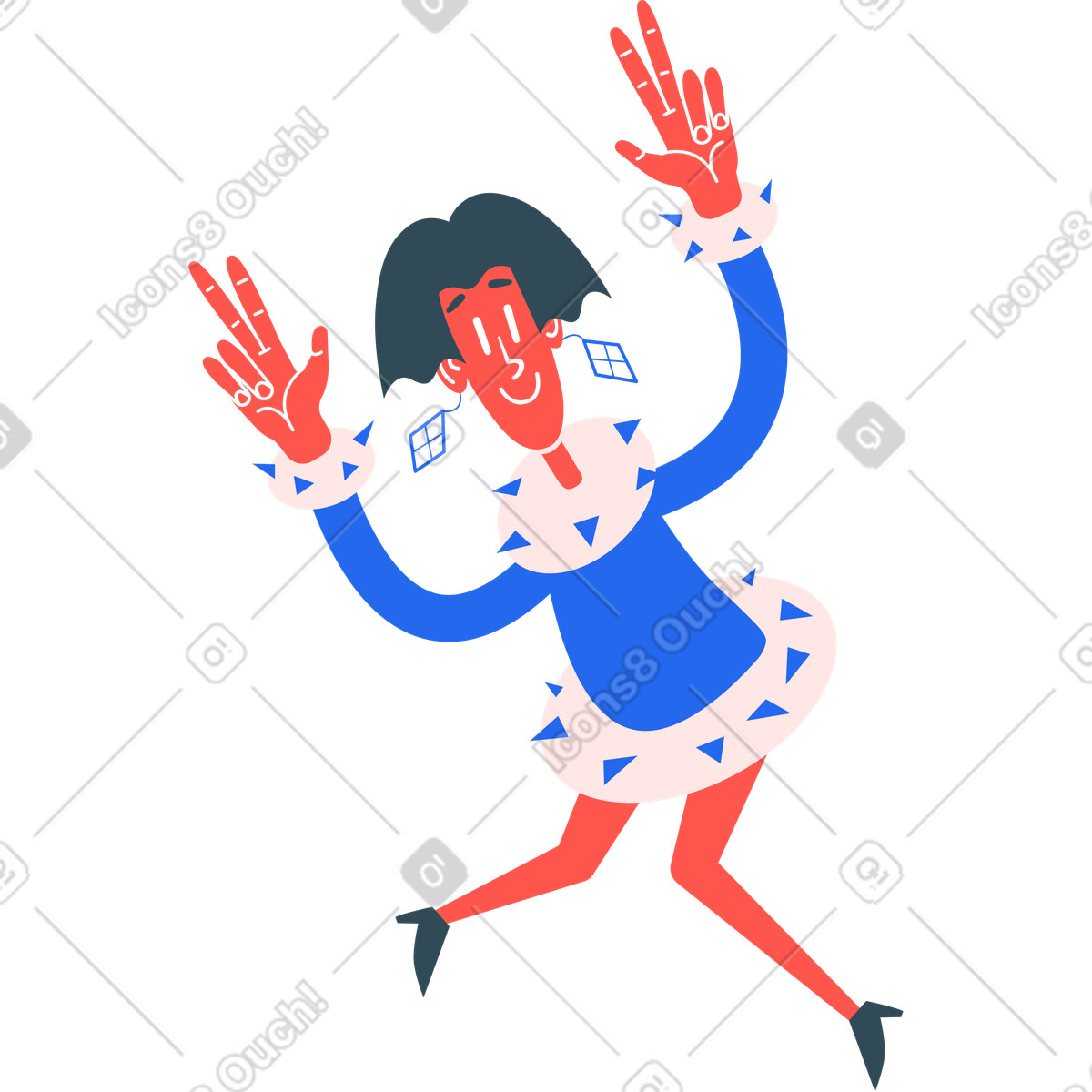 Illustration Femme sautant dans le style Kingdom à télécharger aux formats PNG, SVG