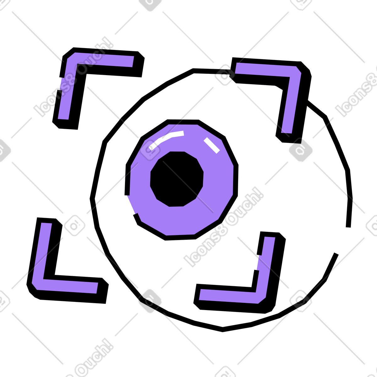 Biometric identification, retinal scanning process illustration in Amethyst style download in PNG, SVG
