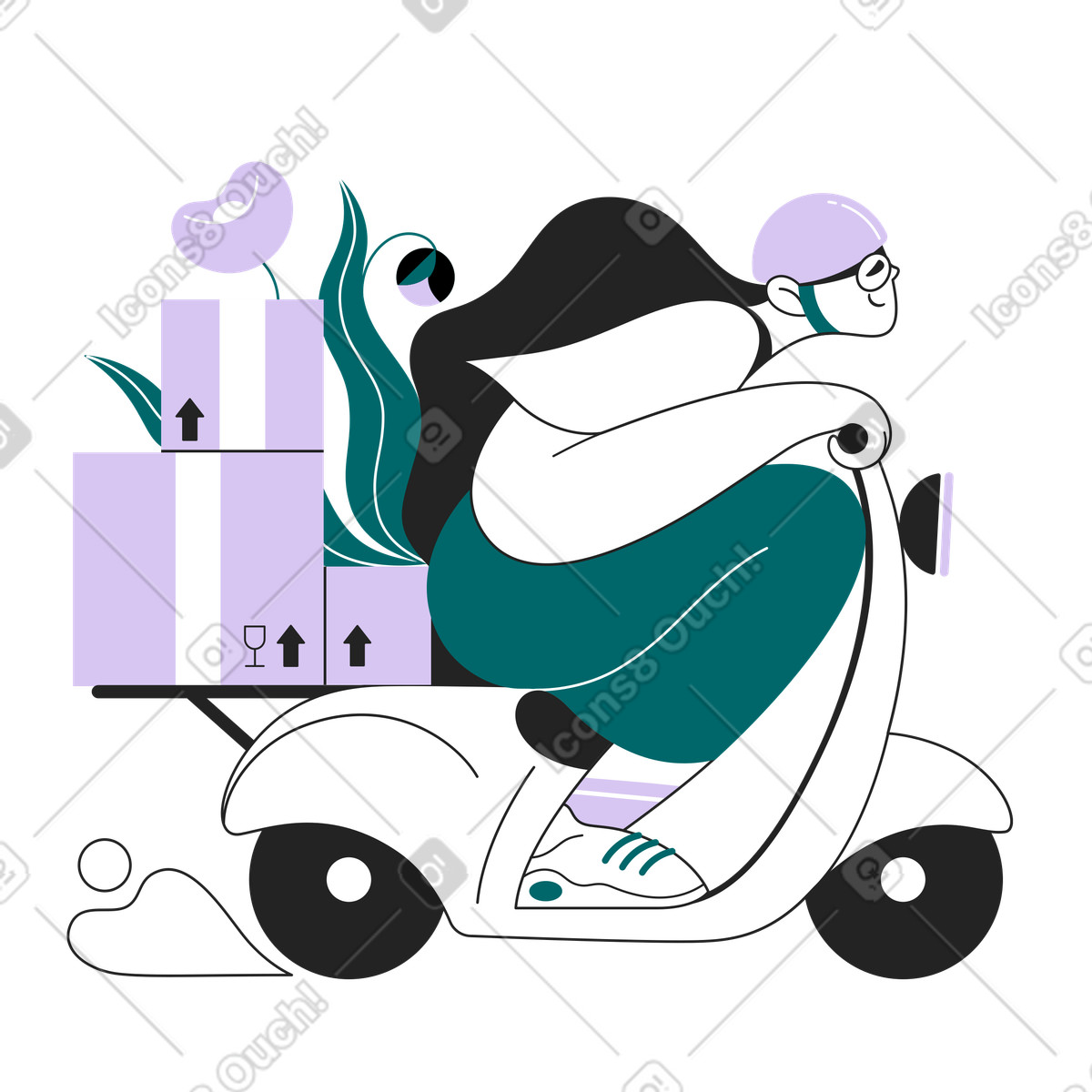 Illustration Delivery man transporting parcels, Express logistics and shipping concept dans le style Sammy Line à télécharger aux formats PNG, SVG