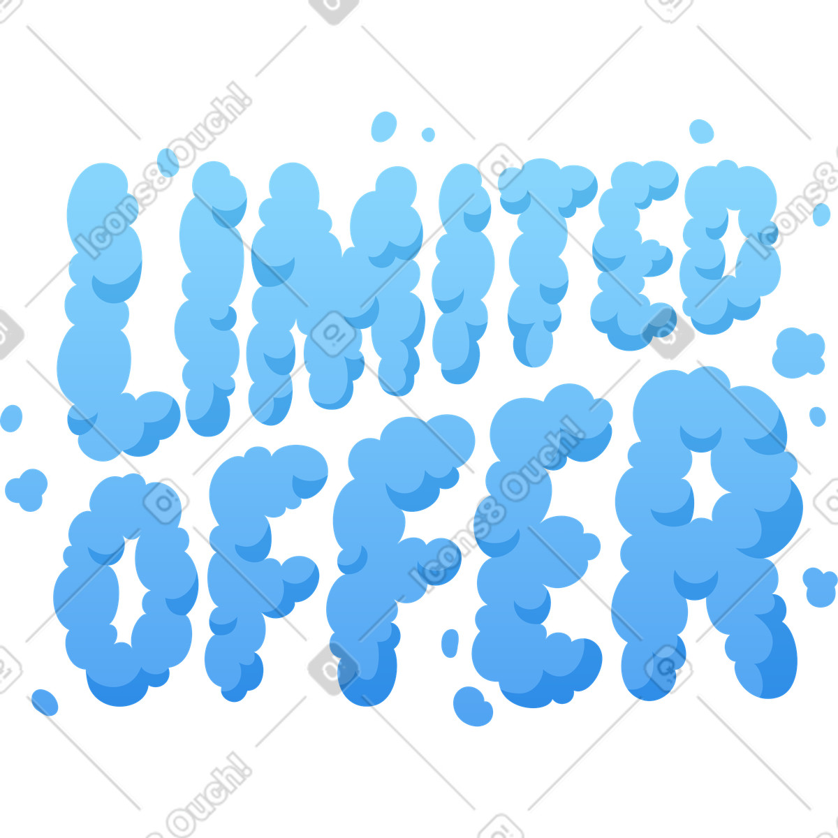 Ilustración Texto de nube azul oferta limitada letras en estilo Lettering a descargar en PNG y SVG