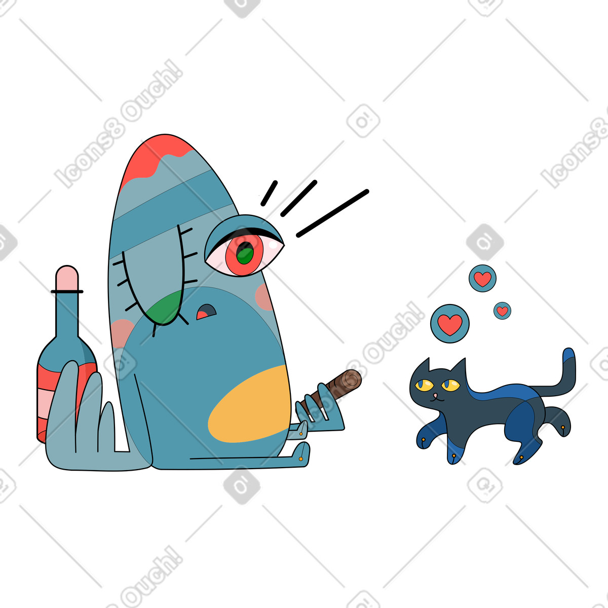 Loneliness illustration in Surr style download in PNG, SVG