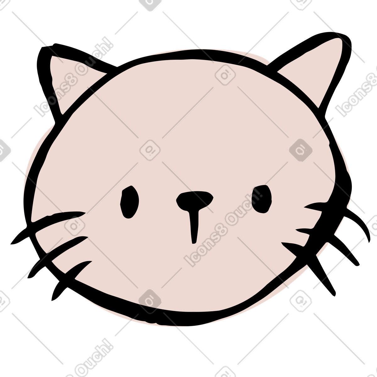 Scandi スタイルの Pale pink cat face のイラストをPNG、SVG形式でダウンロード