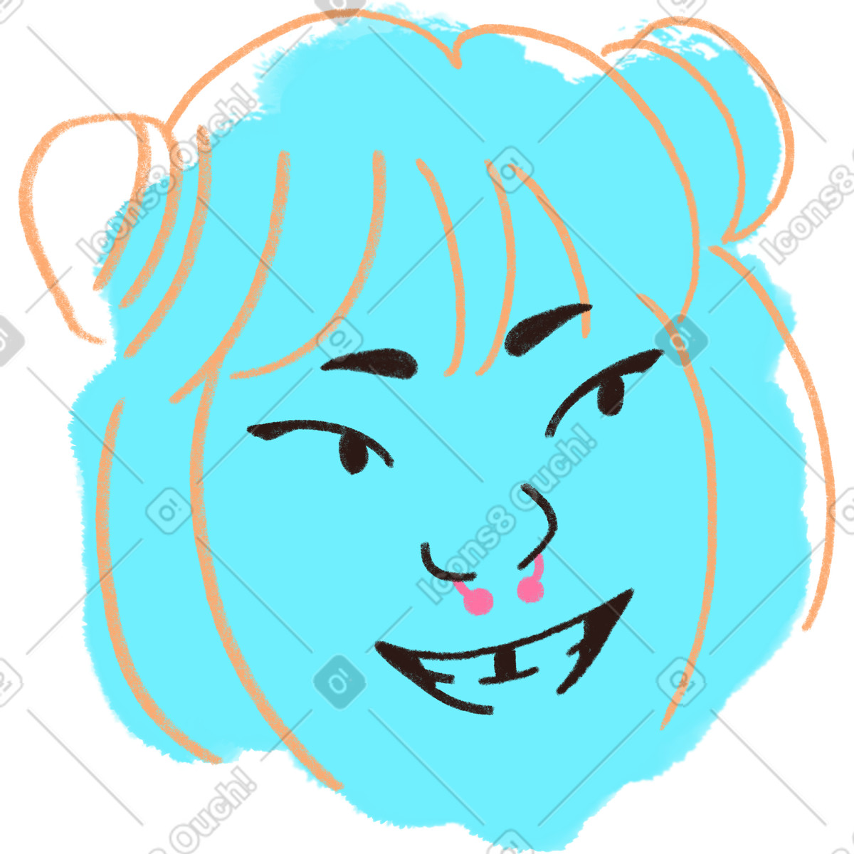 Young woman with piercing-Illustration im Blobby-Stil als Download in PNG, SVG