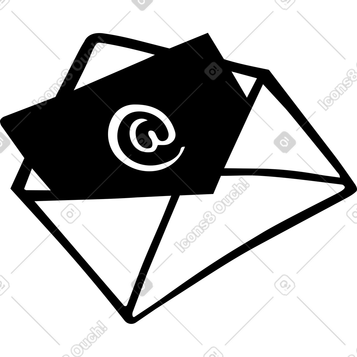Ilustração de Envelope aberto com uma carta e um símbolo atenção em no estilo Line para baixar em PNG, SVG