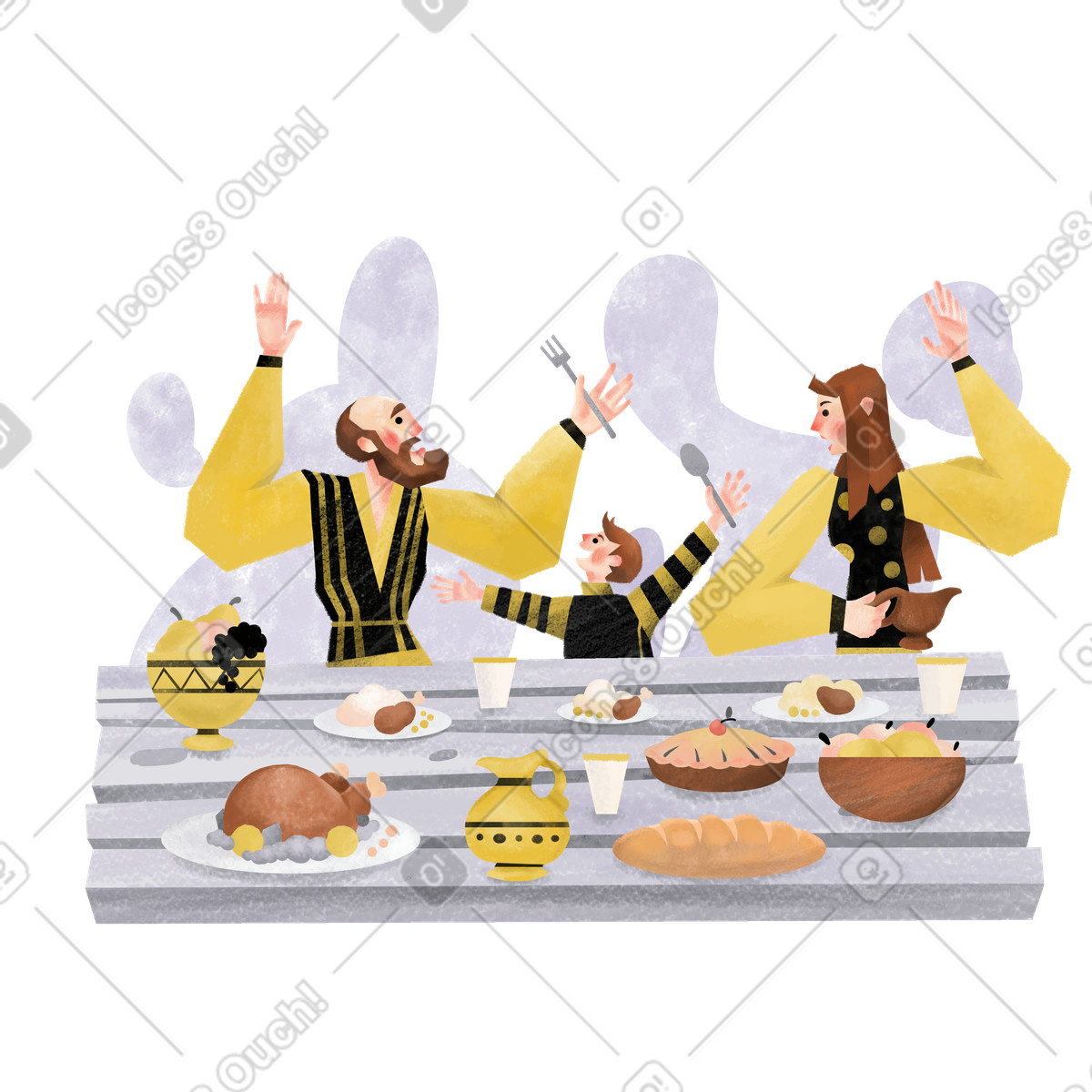 Ilustración Familia discutiendo durante la comida en estilo Family a descargar en PNG y SVG