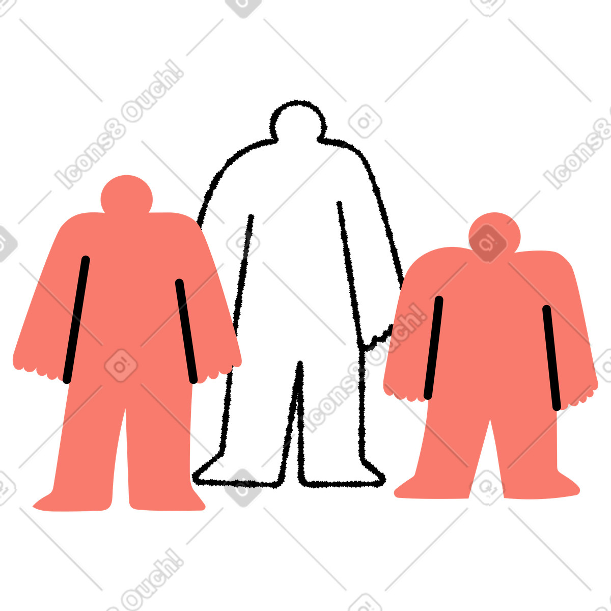 Bold People 스타일의 Silhouettes three human figures different sizes minimal shapes 일러스트레이션 PNG, SVG 다운로드