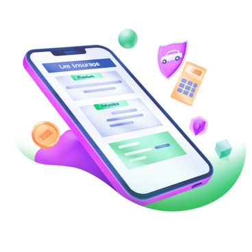 A smartphone displaying a car insurance app with policy details