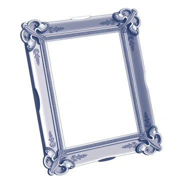 A Victorian picture frame with intricate gilded detailing. The frame features ornate carvings and embellishments, with tiny moths delicately etched into each corner. The overall design is elegant and showcases fine craftsmanship, with a prominent inner edge that contrasts with the outer embellishments. The moths are depicted with intricate wing patterns, adding a touch of complexity to the frame's decoration. The texture of the frame is smooth, enhancing its luxurious appearance.