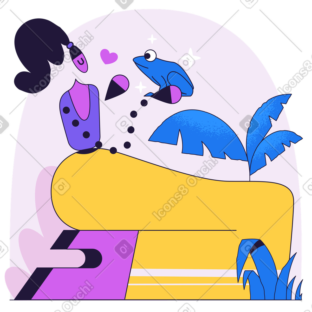 Magischer kuss-Illustration im Conifer-Stil als Download in PNG, SVG