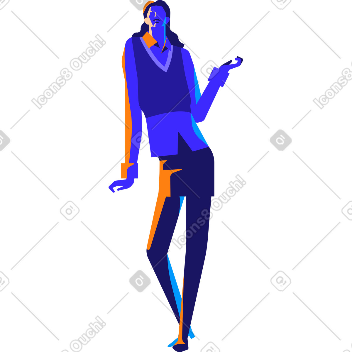 Standing woman in relaxed pose illustration Worky style download PNG, SVG