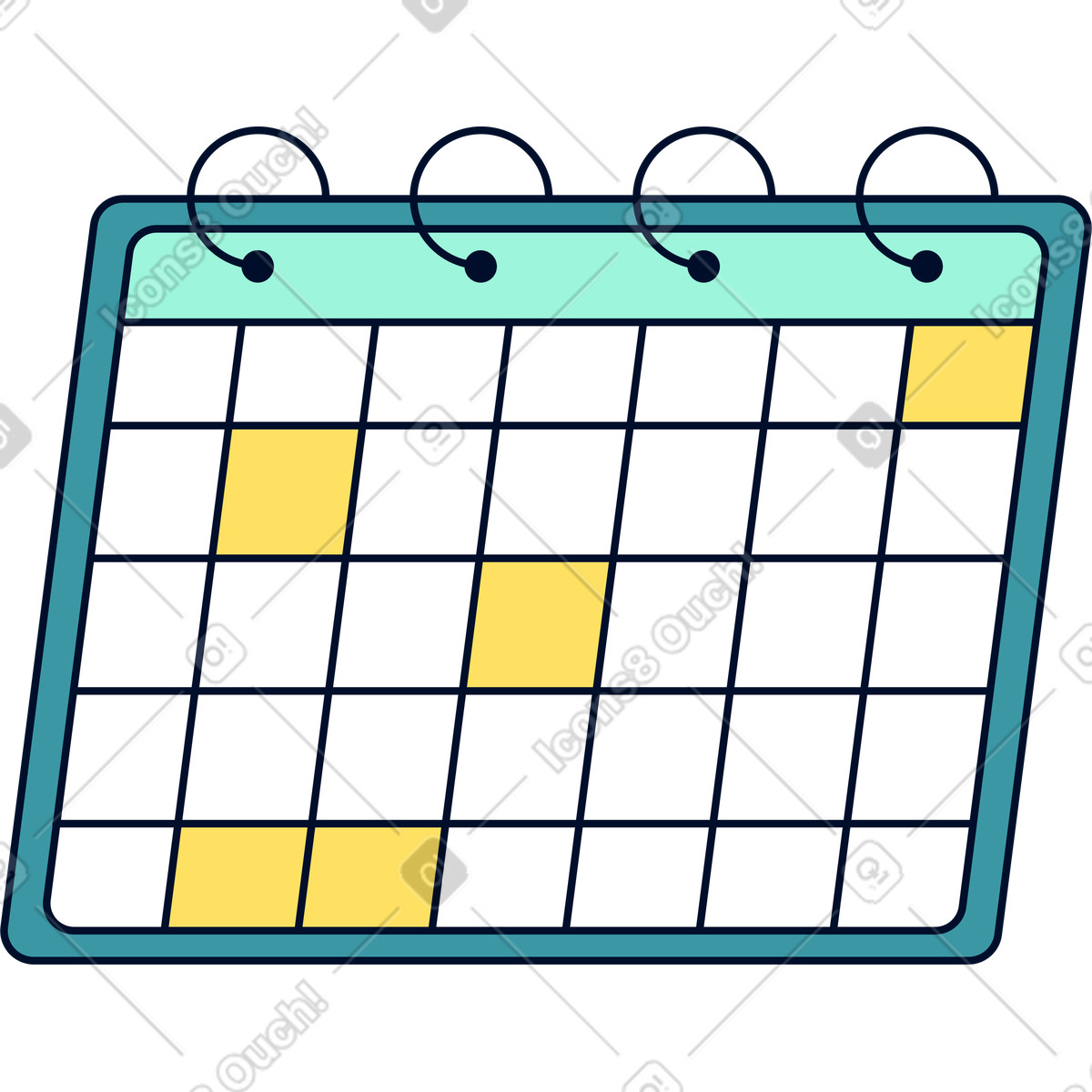 Illustration Calendrier dans le style Teal à télécharger aux formats PNG, SVG
