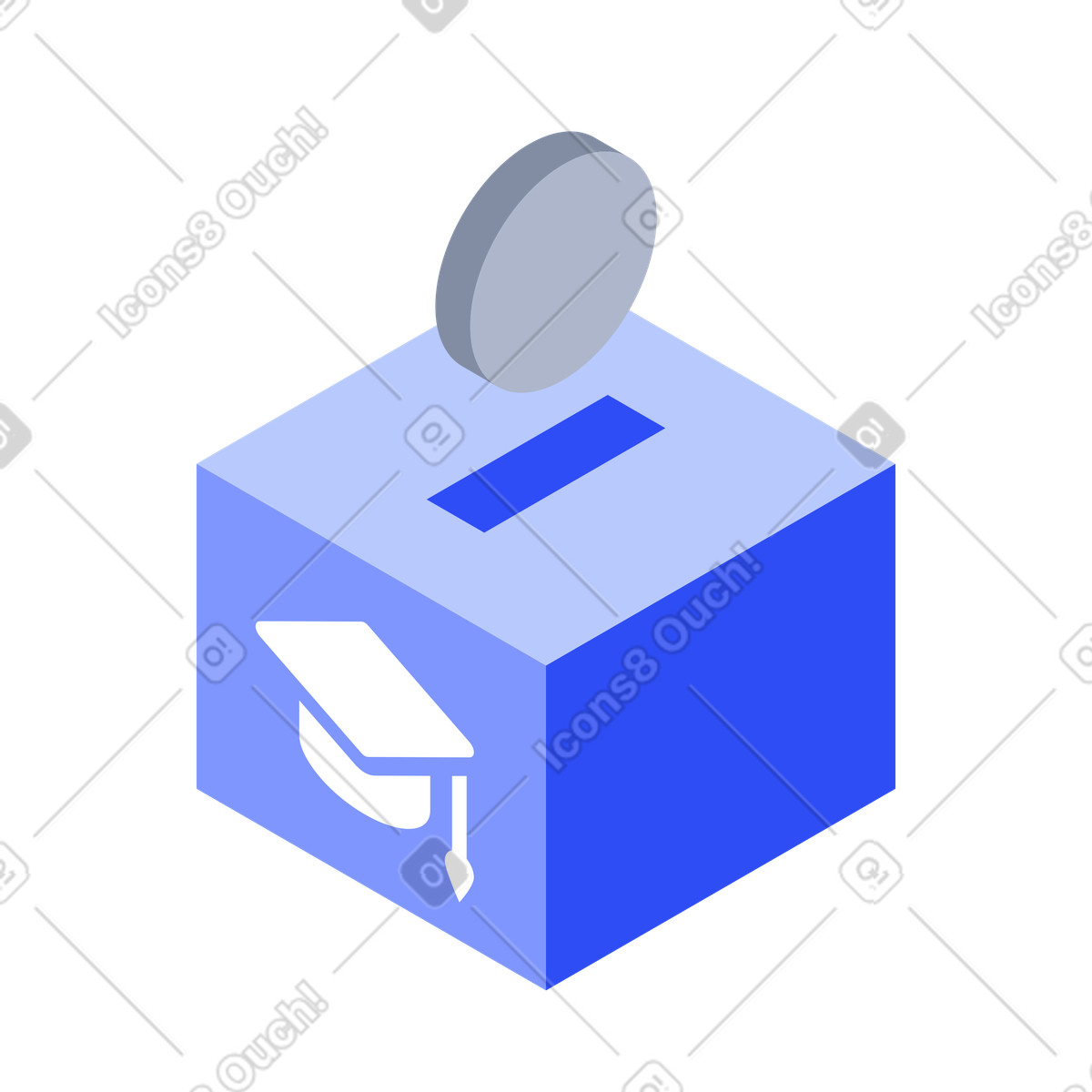 Education savings box with coin for student funding illustration in System style download in PNG, SVG
