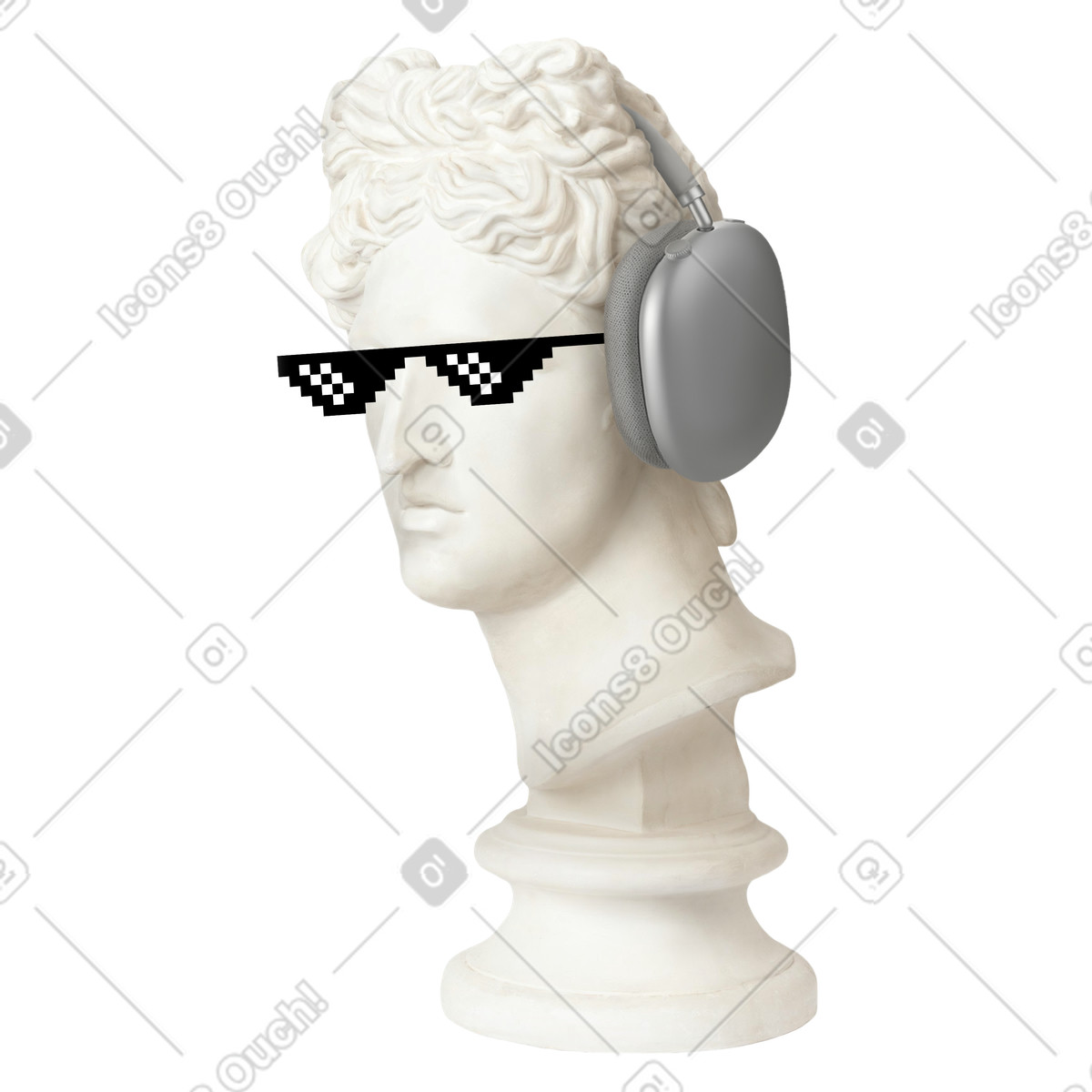 Ilustração de Cabeça antiga em fones ouvido e óculos no estilo Jumble para baixar PNG, SVG