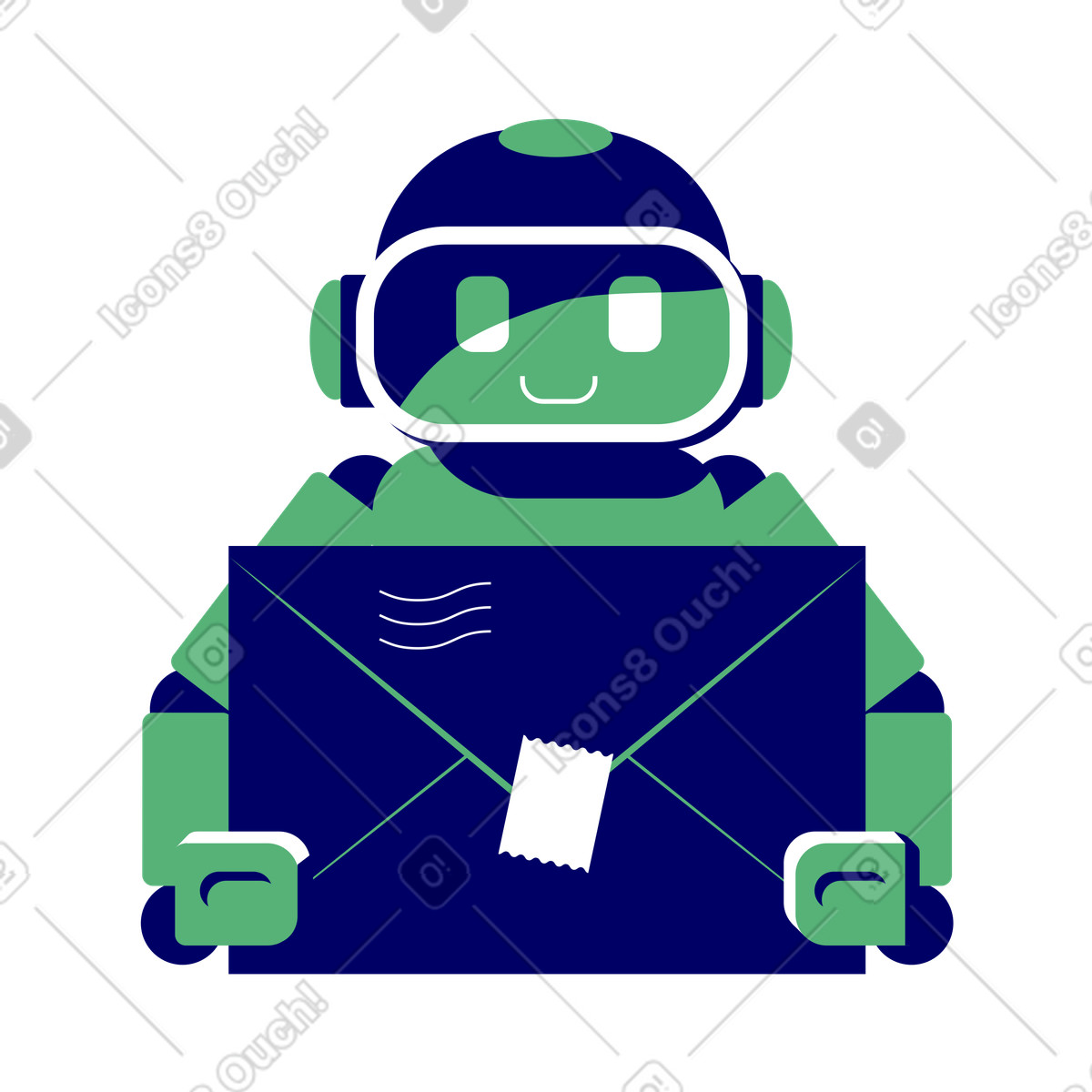 Robot di consegna che tiene in mano un pacco illustrazione stile Lounge scarica PNG, SVG