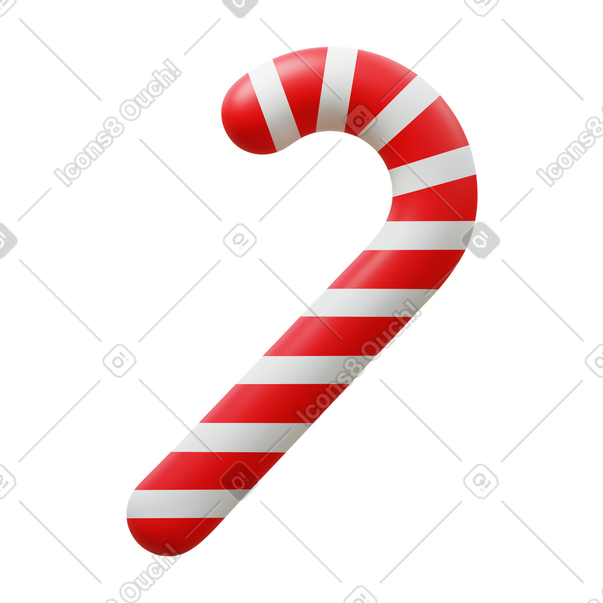 Candy cane illustration in 3D Fluency style download in PNG, SVG