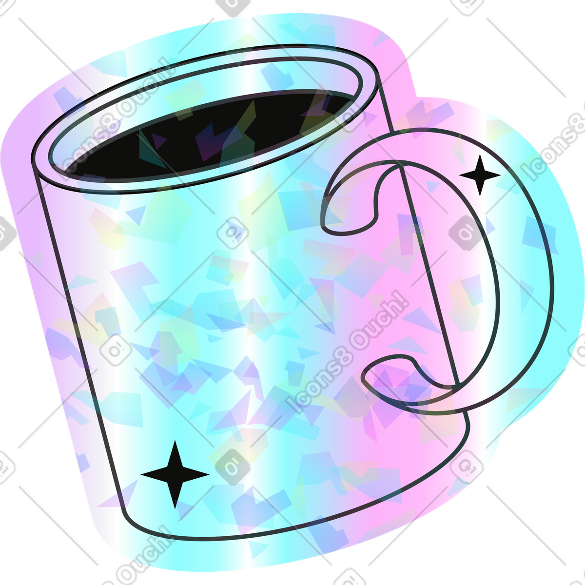 Cup illustration in Holostickers style download in PNG, SVG