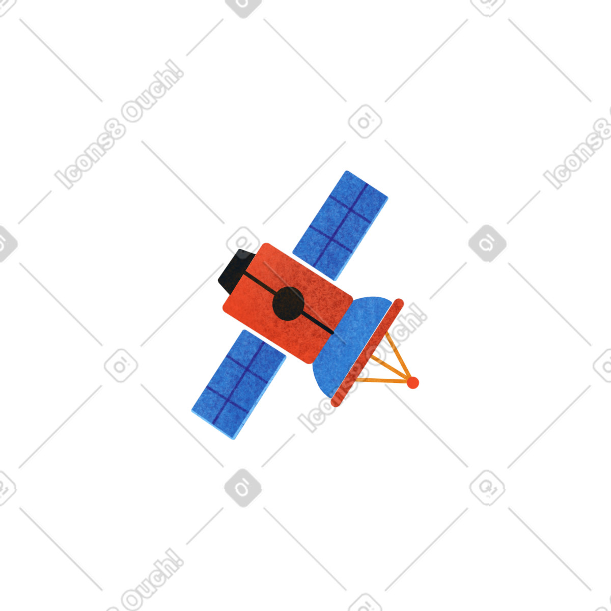 Small red and blue satellite-Illustration im Gleam-Stil als Download in PNG, SVG