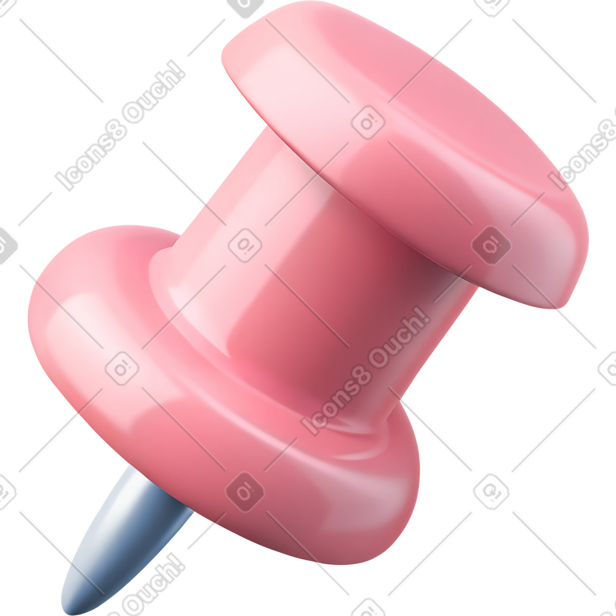 Ilustración Chincheta de plástico rosa en estilo 3D Cutie a descargar en PNG y SVG