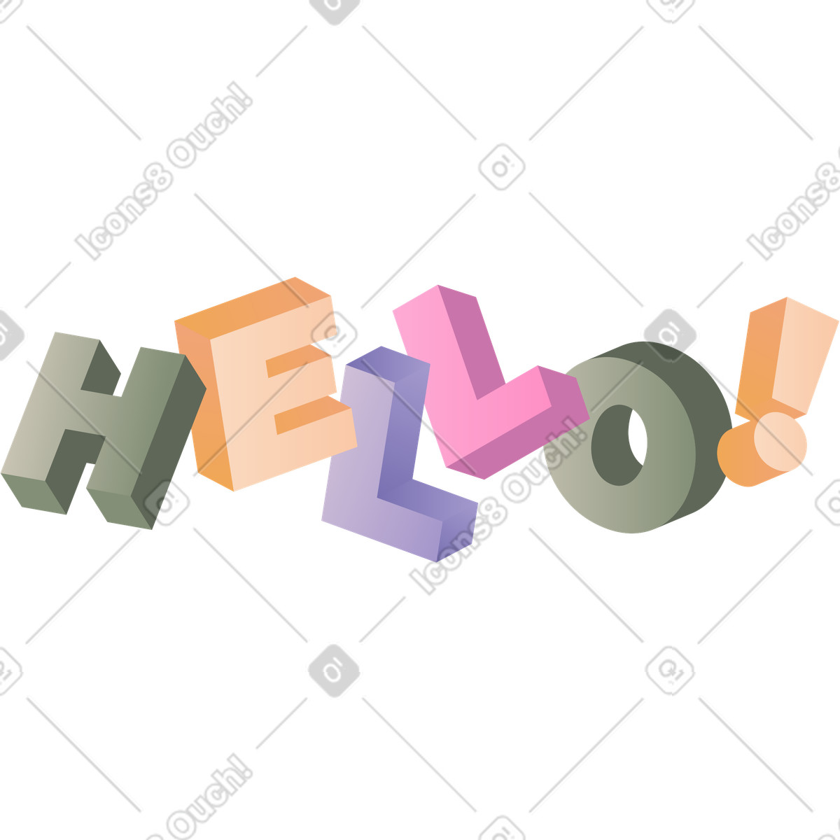 Ilustración Letras hola! texto en estilo Coworking a descargar en PNG y SVG